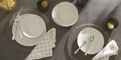 Oneida 895951 Terrazzo Melamina Cream - Juego de vajilla de 12 piezas, material ligero de melamina