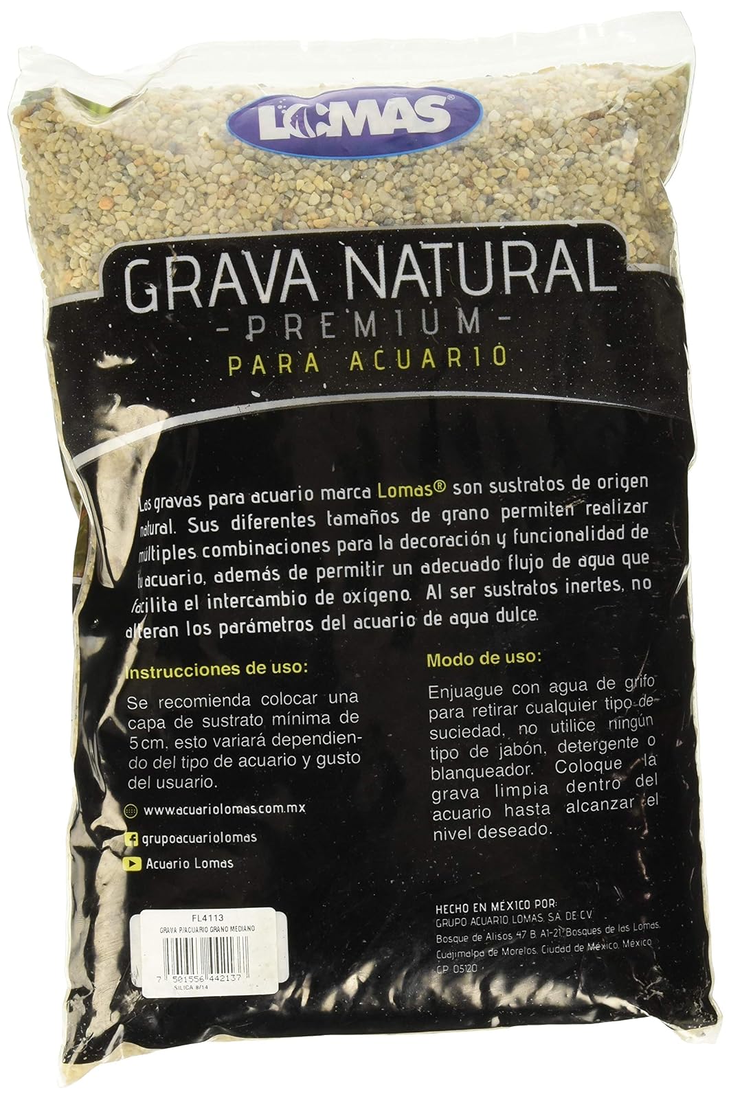 Lomas Arena Silica Grano Fino para Peceras con 3 Kilos + Grava Grano Medio para Acuarios o Peceras con 3 Kilosgramos
