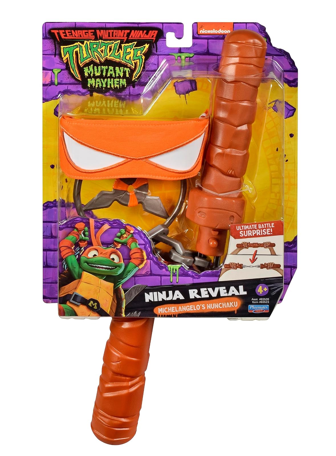 Tortugas Ninja TMNT - Set roleplay Miguel Ángel Caos Mutante para niño - Bandana, chacos transformables y accesorios de disfraz para juego de acción