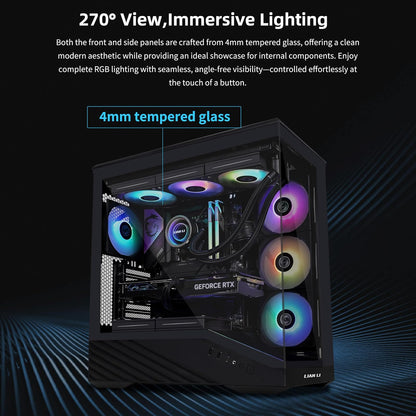 Lian LI Vector V100 Black – ARGB Full Tower ATX/mATX/ITX Case Pro Gaming Look