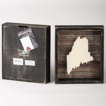 Primitives by Kathy - Cartel, Box Sign, Maine, 7" x 8.5", 1