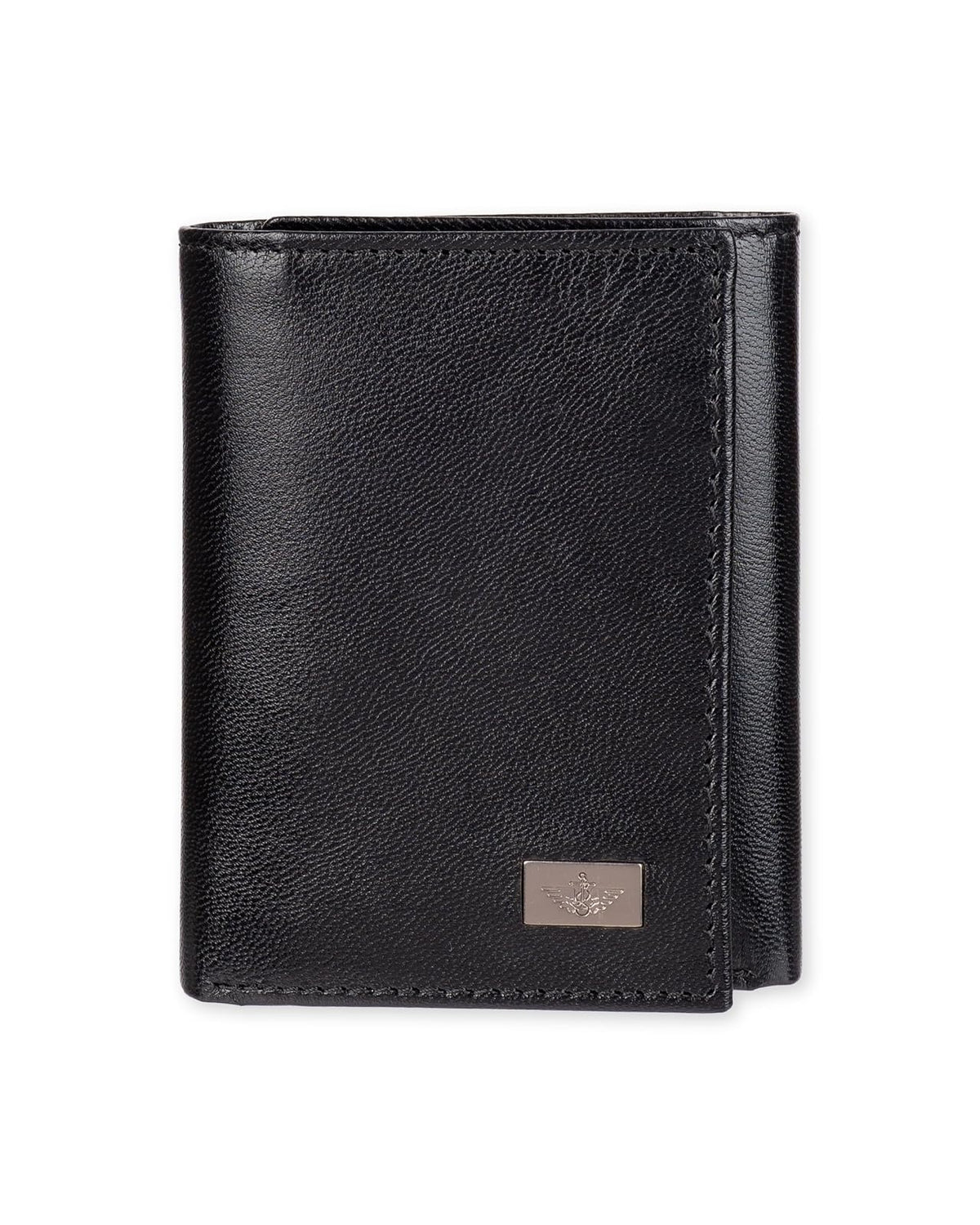 Dockers - portafolios triple para hombre de capacidad extra delgada, con múltiples ranuras para tarjetas y ventana de identificación, Negro verdadero, Talla única, portafolios triple de perfil delgado