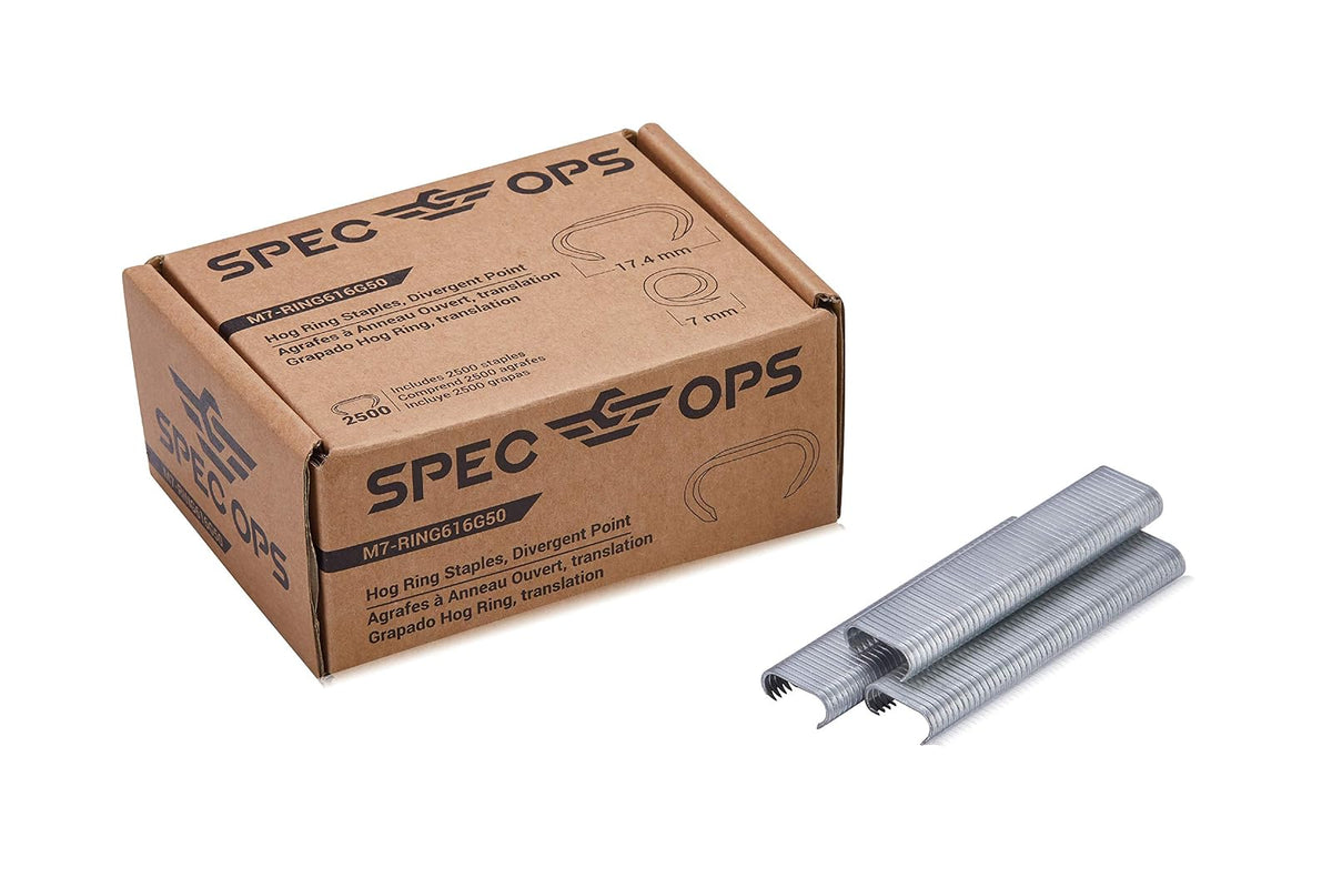 Spec Ops Tools Grapas de Anillo de Cerdo Calibre 16 para Engrapadora M7 - Anillos de punta divergente