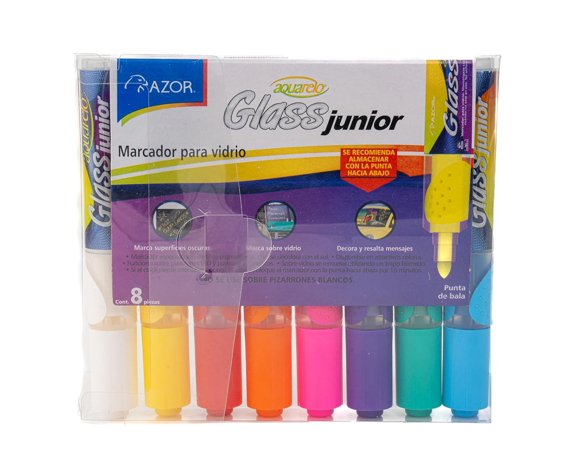 Azor Marcadores Para Vidrio 8 Piezas Aquarelo Glass Jr. 301.22826