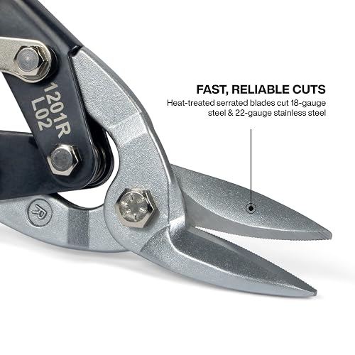 Klein Tools 1201R - Tijeras de metal, corte de aviación, curvatura derecha