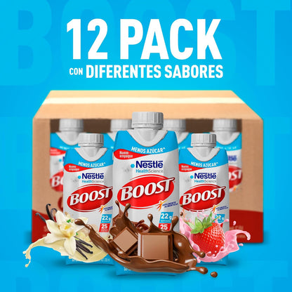 Boost Menos Azúcar Suplemento Alimenticio Mix de Sabores 12 pzas 330ml c/u