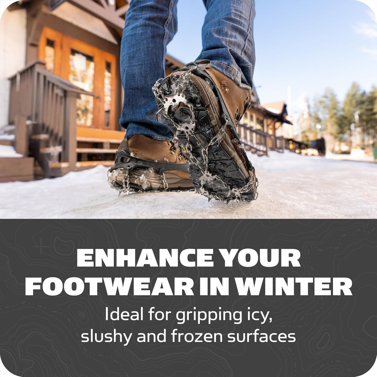 Yaktrax Adventure Grip - Dispositivo de tracción de Invierno Duradero con Puntas de Acero Inoxidable para Hielo y Nieve, Parte Superior de Goma termoplástica Flexible, se Adapta a Varios Calzados,