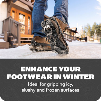 Yaktrax Adventure Grip - Dispositivo de tracción de Invierno Duradero con Puntas de Acero Inoxidable para Hielo y Nieve, Parte Superior de Goma termoplástica Flexible, se Adapta a Varios Calzados,