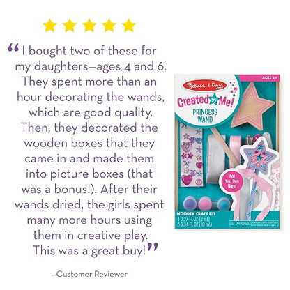 Melissa & Doug Kit Decora-tu-Propia Varita de Princesa, Juguete de Madera, Artes y Manualidades, Espejo Irrompible