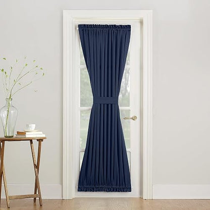 Sun Zero Barrow - Panel de Cortina para Puerta con Bolsillo para Barra de energía, 54 x 72 Pulgadas, Azul Marino