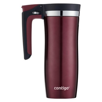 Contigo Jarra para viaje, con asa y cierre automático Autoseal, insulada, de acero inoxidable, con tapa fácil de limpiar, 473 ml, negra, Spiced Wine, 16-Oz, 1