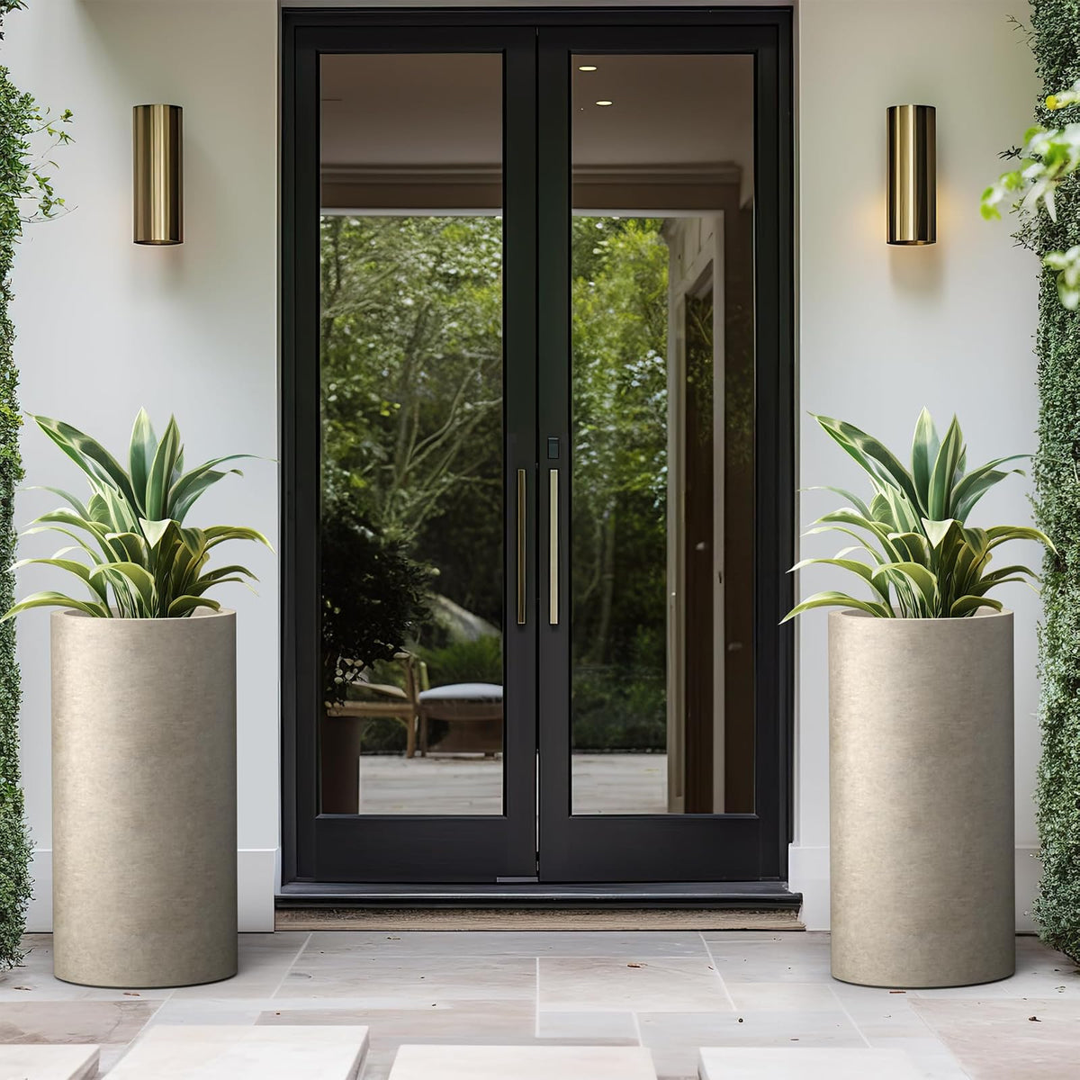 Kante - Maceta cilíndrica de 27.8 Pulgadas de Alto, macetas Redondas Grandes con Orificio de Drenaje, Fabricadas con hormigón, adecuadas para Plantas de Interior y Exterior, decoración del hogar,