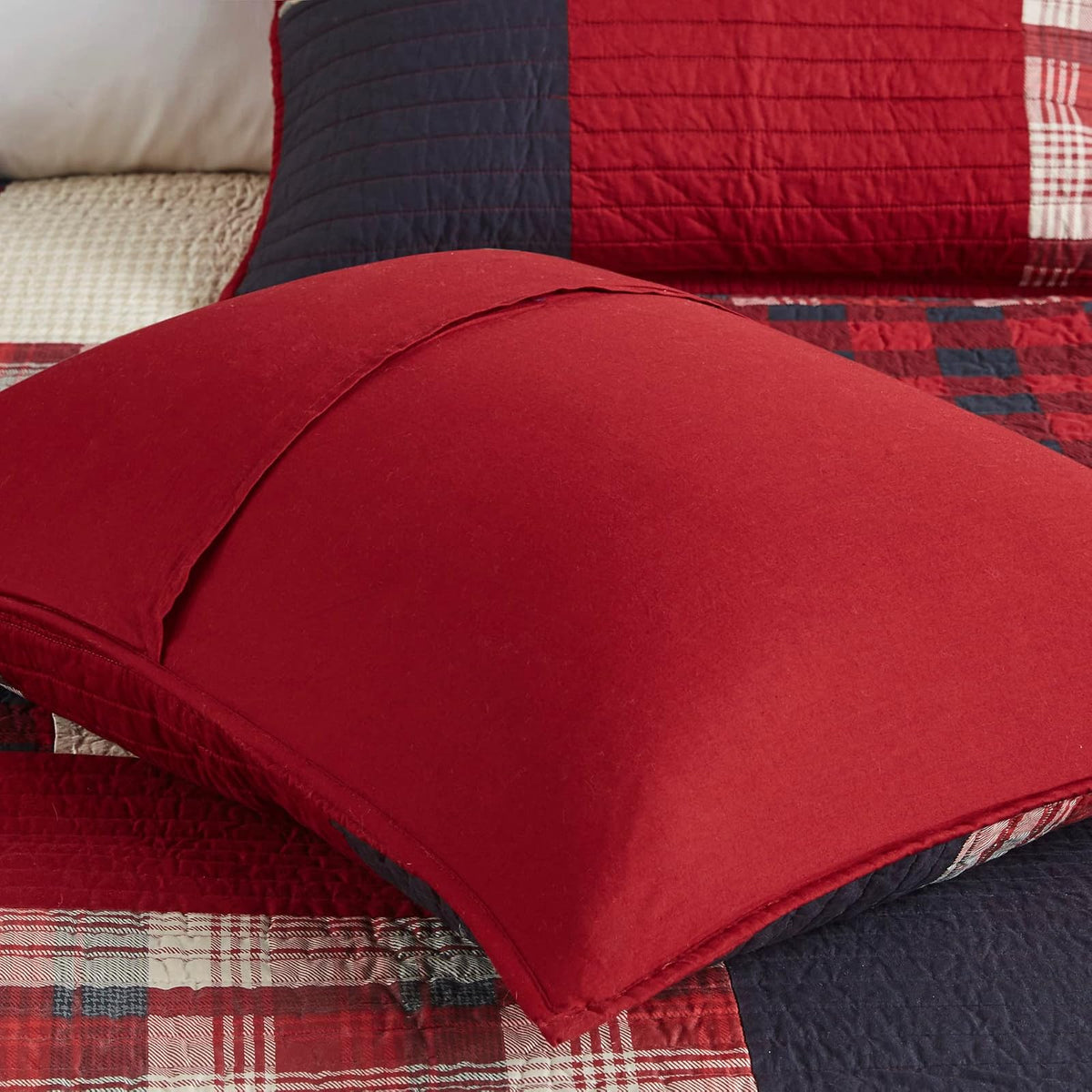 Woolrich WR14-1730 Coverlet Mini Set, Red | Rojo, Oversized Full/Queen, Incluye 1 colcha y 2 fundas, Reversible