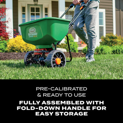 Scotts Turf Builder EdgeGuard DLX Difusor de transmisión para Semillas, Fertilizantes, Sal, derretimiento de Hielo, soporta hasta 15.000 pies Cuadrados Producto