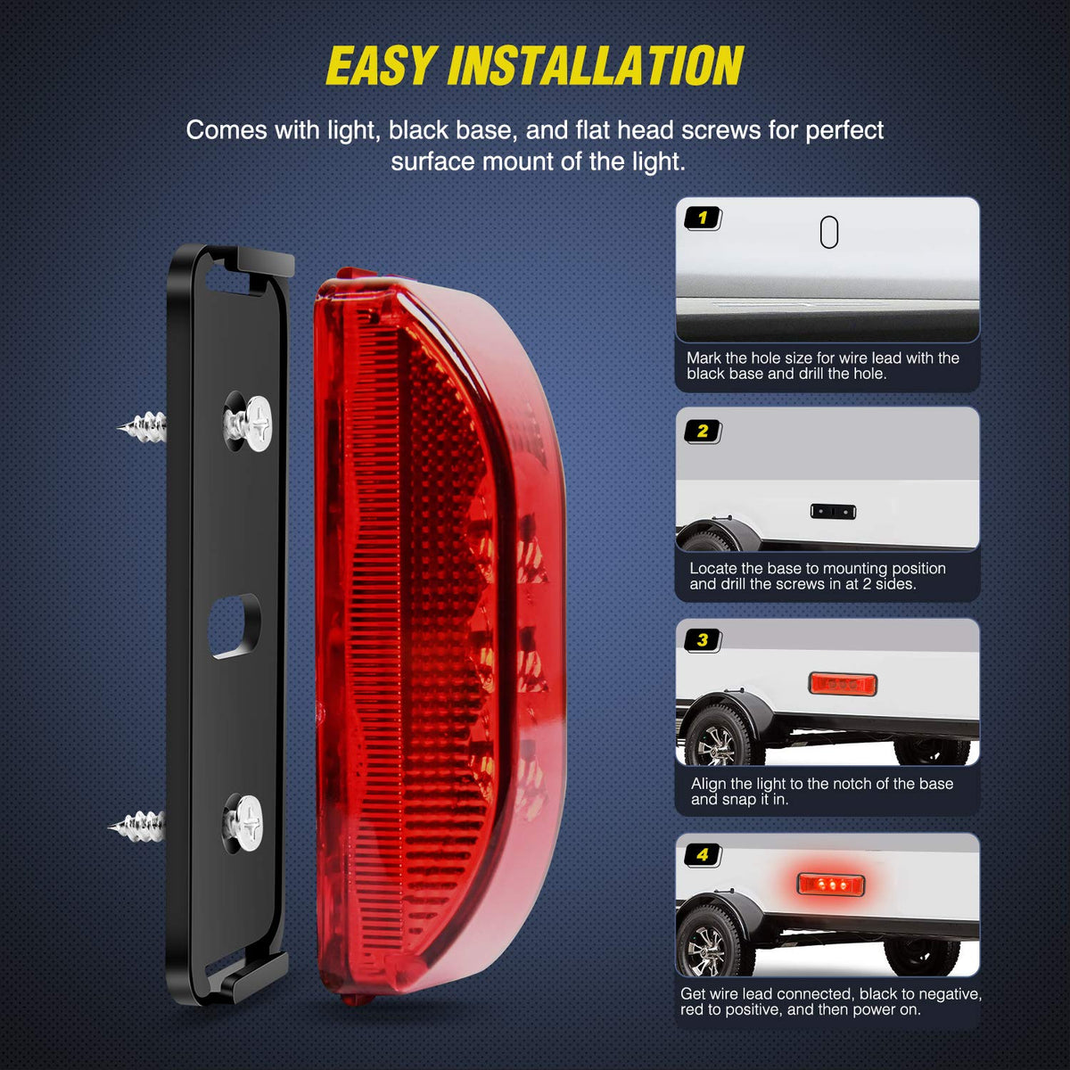Nilight 10PCS 3 Led Trailer Light 3.9 Inch Front Rear Side Marker Clearance Indicator Lamps Waterproof Sealed Surface Mounted for 12V RV Truck Trailer Camper