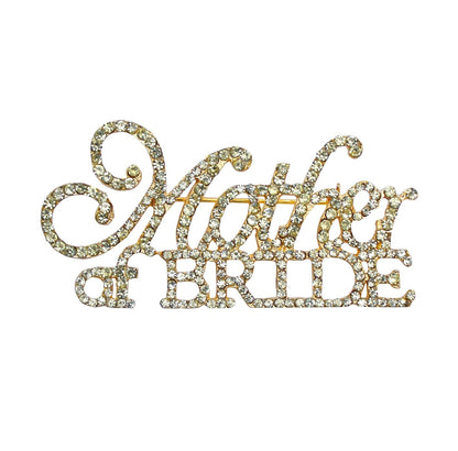 Unik Occasions Juego de pines de diamantes de imitación, broche dorado para madre de la novia/novio, talla única