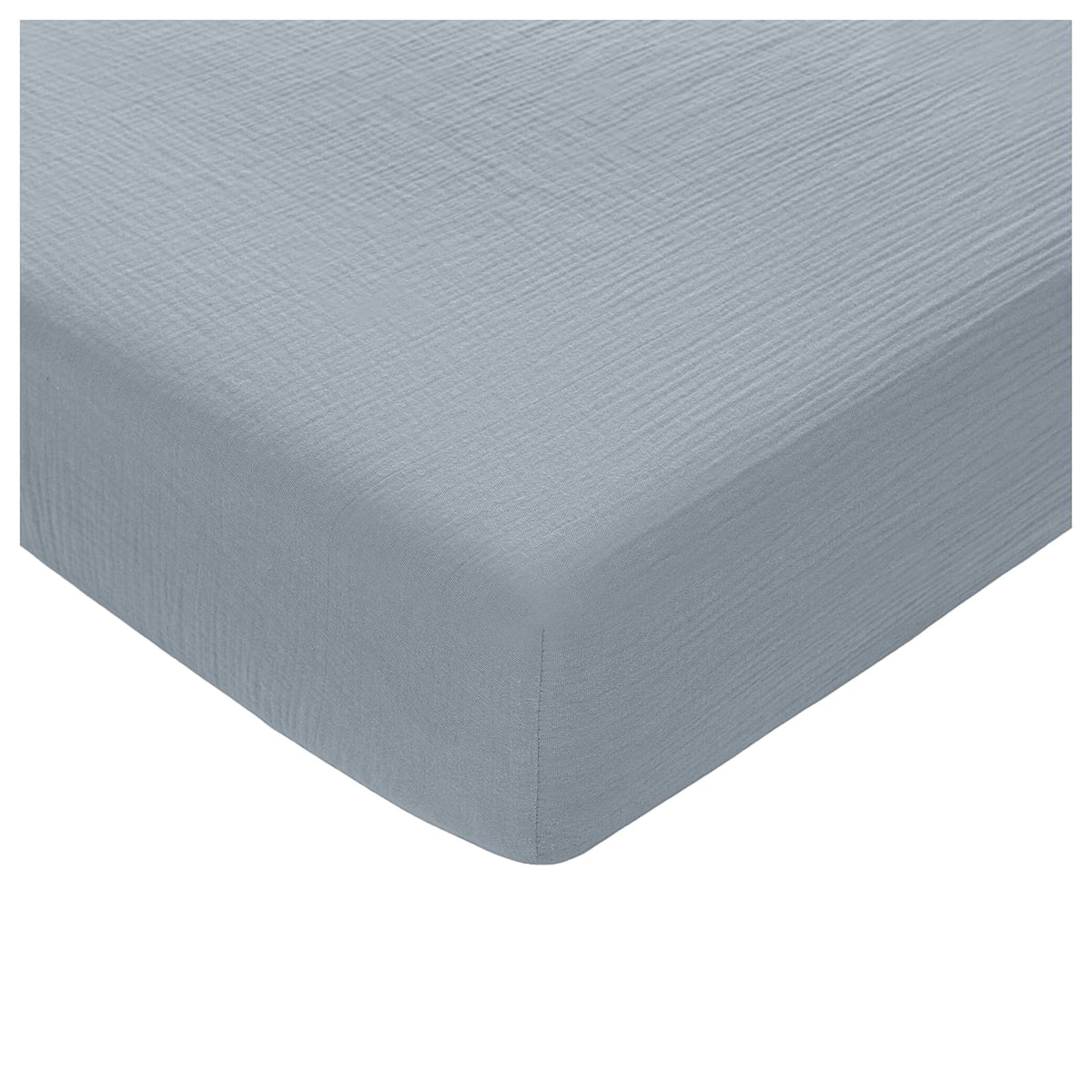 Comfy Cubs Sábana de Muselina de Algodón para Cuna, Blanco - Azul pacífico - Cuna