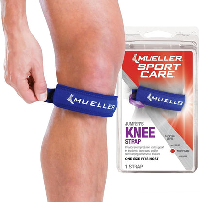 Mueller Jumper's Knee Strap, Banda de Compresión para Rodilla - Blue - One Size (Pack of 1)
