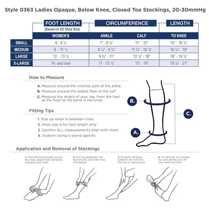 Truform Women's Compression Stockings, 20-30 Mmhg, Knee High Length, Closed Toe, Opaque Beige, Pack of 1