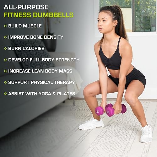 ProsourceFit Set of 2 Neoprene Dumbbell Coated for Non-Slip Grip, 1 lb-12 lb