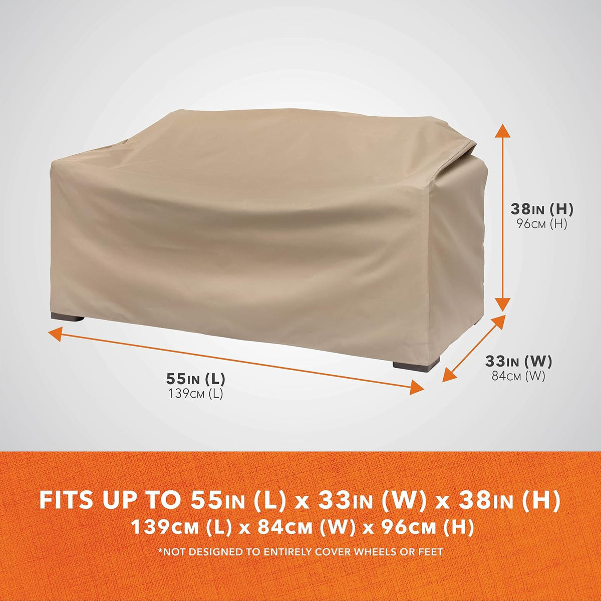 Modern Leisure Basics - Funda de sofá para patio, tela resistente a la intemperie, protección de muebles de exterior, perfecta para patio, terraza y porche, 55 pulgadas de largo x 33 pulgadas de ancho