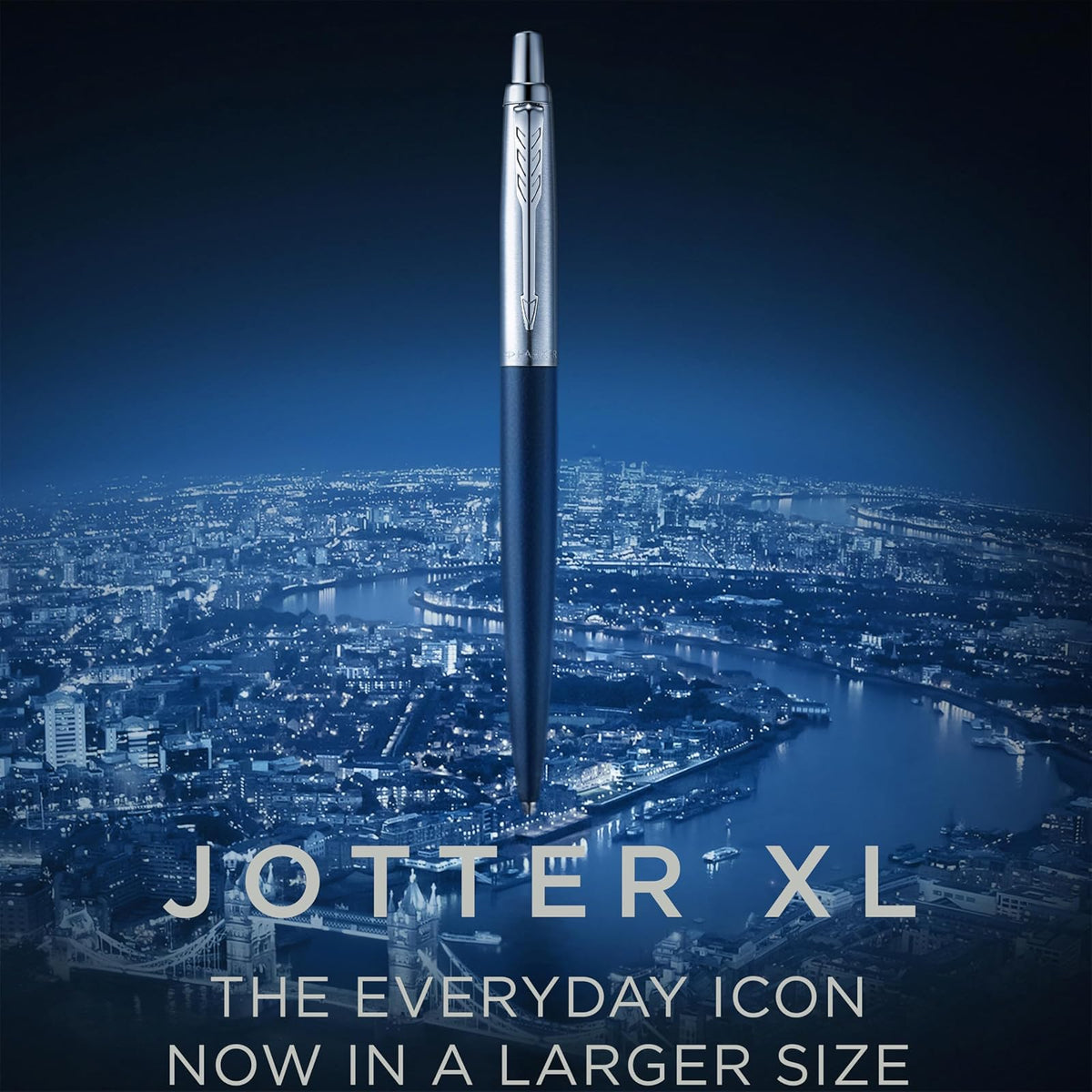 PARKER Jotter XL Ballpoint Pen, Chrome Trim, Medium Point, Blue Ink, Gift Box, Richmond Matte Black