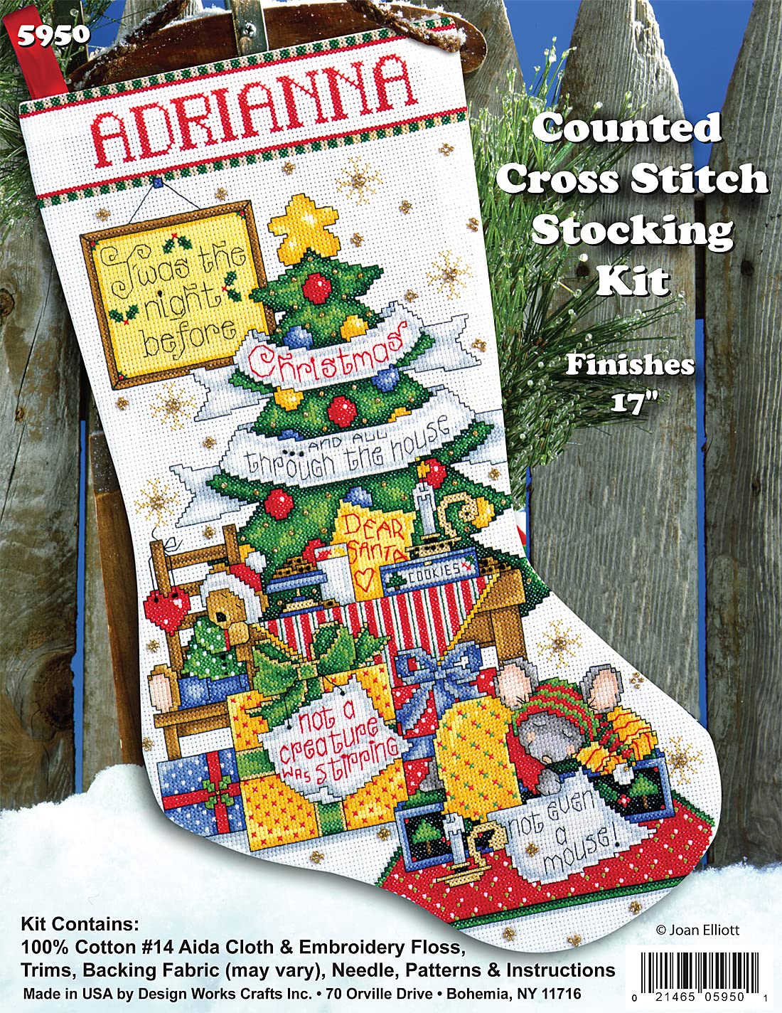 Design Works Crafts - Kit de calcetines de punto de cruz, multi, repelente de plagas v.323