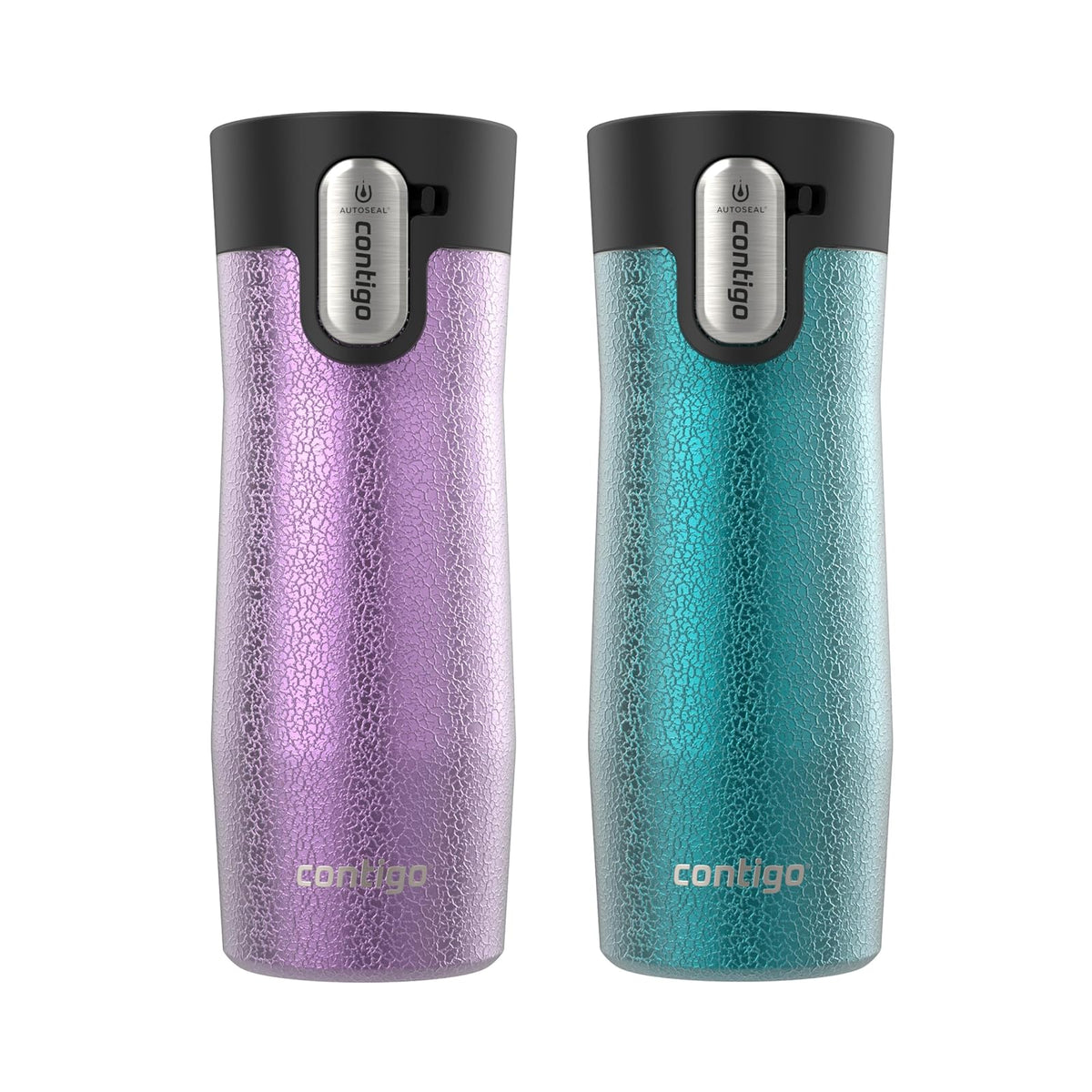 Contigo Vaso Térmico West Loop, Acero Inoxidable, Antiderrames - Crystal Pansy; Crystal Enebro - 16 fl oz (2-Pack) - West Loop 3.0