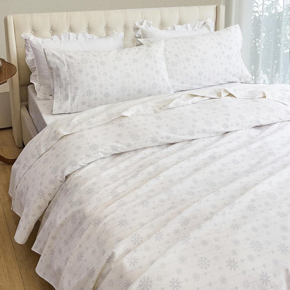 Elegant Comfort - Juego de sábanas de franela de algodón turco, ultra suave, 4 piezas, 100% algodón, sábanas de franela de Navidad, cálidas y acogedoras de calidad premium, sábana bajera ajustable con