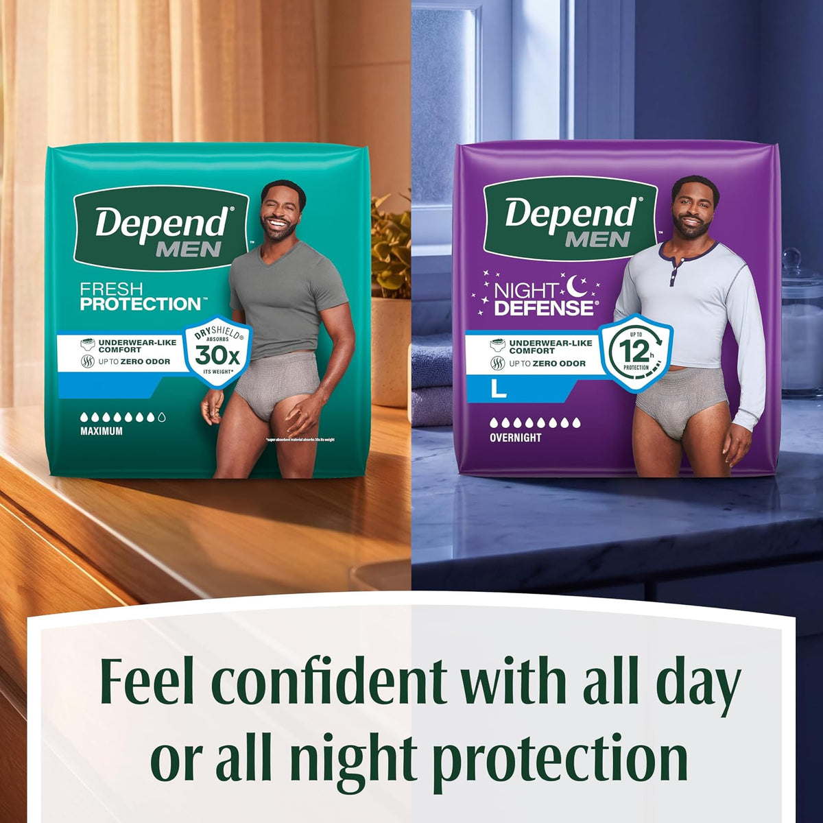Depend FIT-FLEX Incontinence Underwear for Men, Maximum Absorbency, XL, Gray (Packaging may vary)