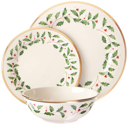 Lenox Holiday Piezas de Vajilla Navideña de Porcelana - Conjunto de 3 piezas