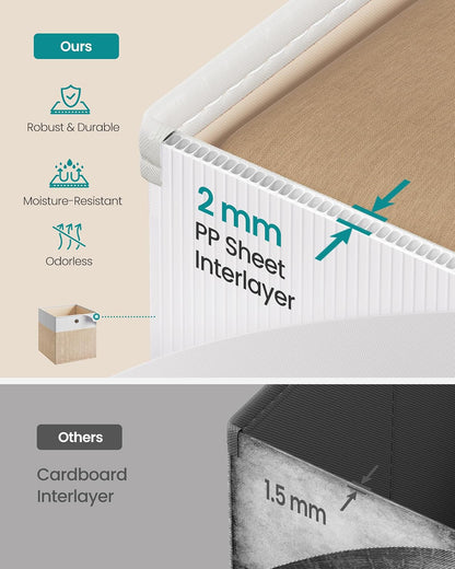 SONGMICS Cajas Organizadoras de Tela, 6 Piezas, 33 x 33 x 33 cm | Cubos de Almacenamiento Plegables, para Clóset, Blanco y Beige, Colección TINA MRFB433LF02