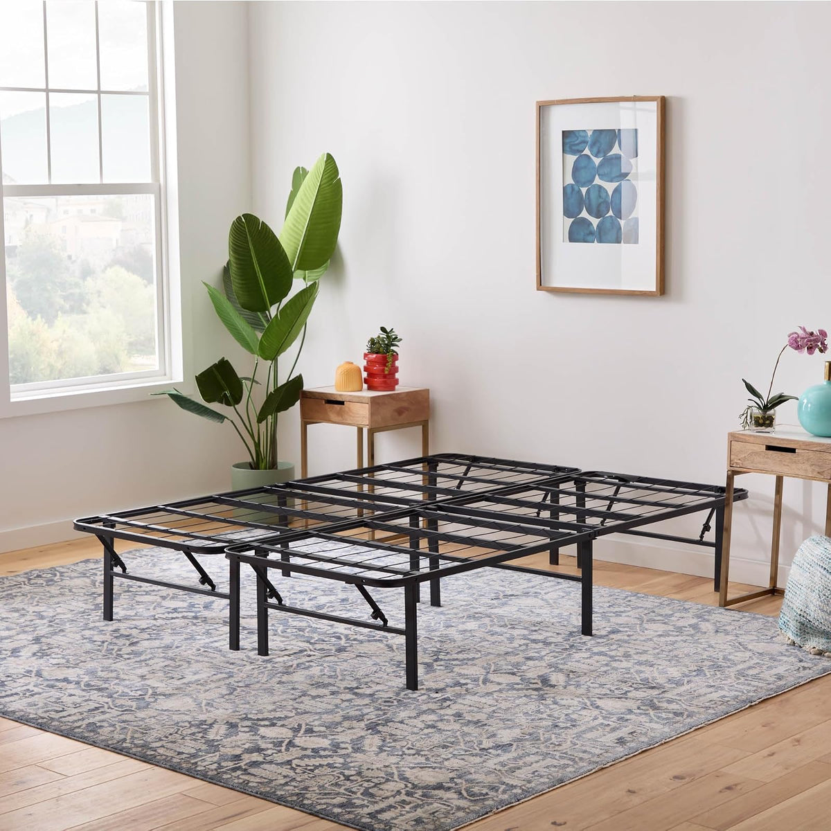 Linenspa Base de Cama Metálica con Almacenamiento - Queen - Plegable