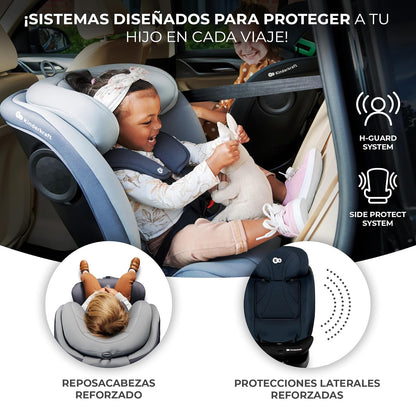 Kinderkraft I-GROW Autoasiento, I-SIZE 40-150 cm, Isofix, Silla automóvil bebé, Asiento infantiles, para niños, Ajustable, Sillade, RWF, FWF, Asiento de automóvil, 360º, Grupo 0+/1/2/3, 0-36 kg, Negro
