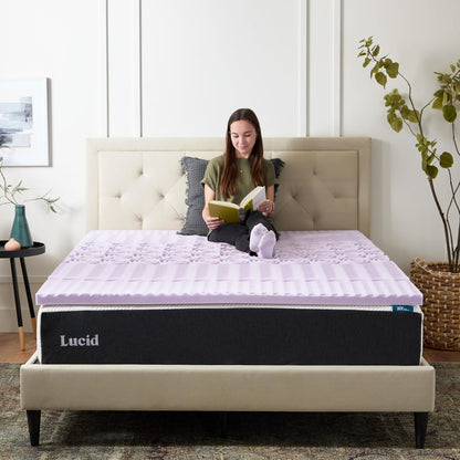 Lucid - Colchoneta de Memory Foam con Infusión de Lavanda - Sobrecolchón de 5 Zonas de 5 cm - Topper para Colchón - Sensación Suave y Acolchada - Alivia Puntos de Presión - California King