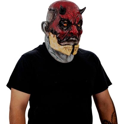 Ghoulish Productions Máscara De Látex Cracked Evil, Accesorio Látex Cosplay Demonio Rojo, Disfraz Aterrador para Halloween y Fiestas Temáticas, Cosplay Monstruo Maldito, Diseño Artesanal