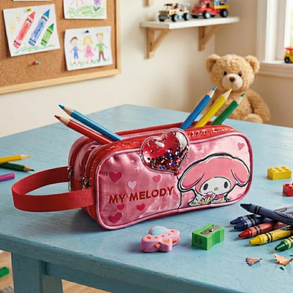 Ruz Lapicera Triple Infantil y Preescolar | My Melody | 100% Poliéster | Bolso Escolar para Niños con Múltiples Bolsillos y Cierre de Cremallera | Recomendado desde 3 años