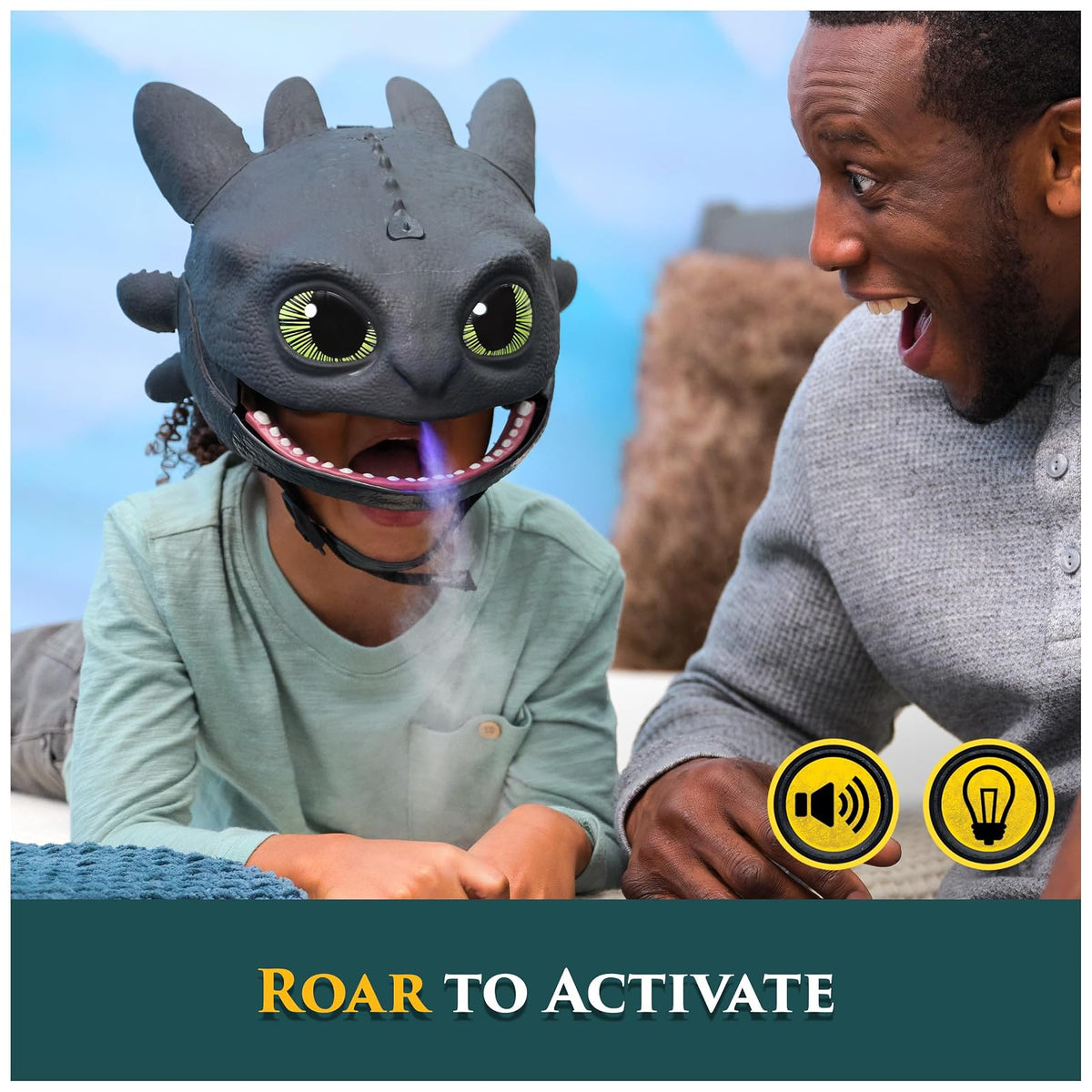 Dreamworks, Dragons, How To Train Your Dragon, Máscaraelectrónica lanza y ruge de Toothless, disfraces infantiles y para juegos de imitación para niños y niñas a partir de 4 años