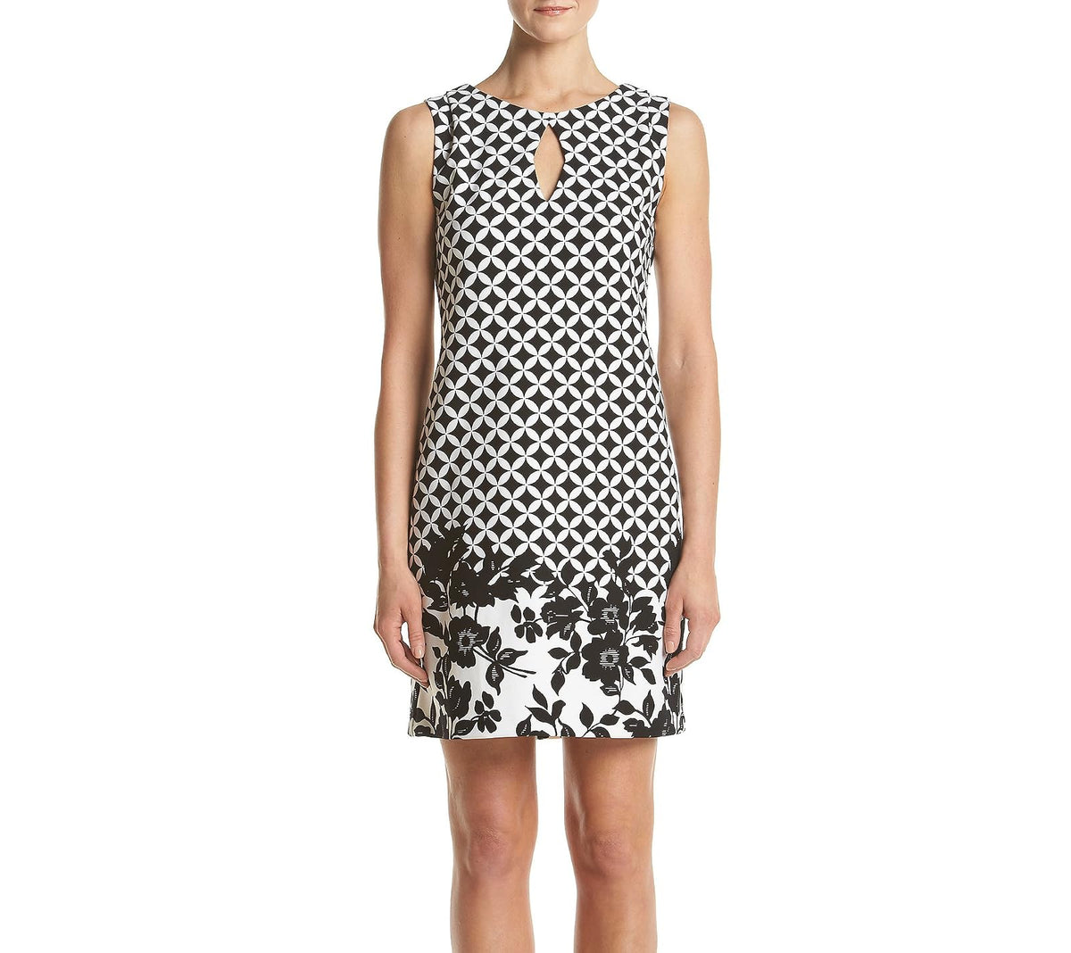 Gabby Skye Vestido de Cuello Redondo sin Mangas Crepe Shift Vestido para Mujer