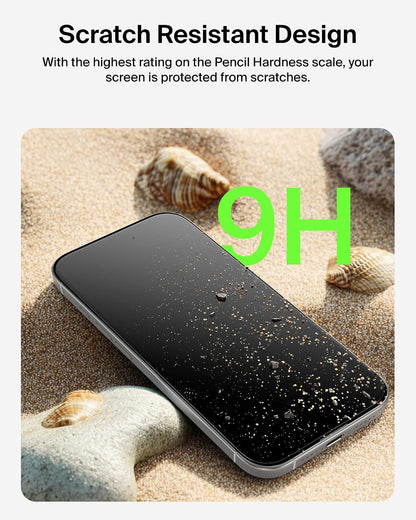 Belkin ScreenForce Protector de visualización de vidrio templado para iPhone 17/16 Pro, protección contra impactos resistente a los arañazos con bandeja de alineación fácil para aplicación sin
