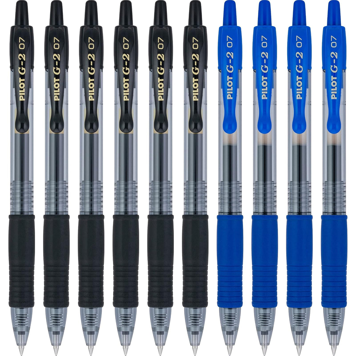 PILOT G2 Premium - Bolígrafos de gel recargables y retráctiles, punta fina de 0,7 mm, 6 bolígrafos negros y 4 azules, paquete de 10