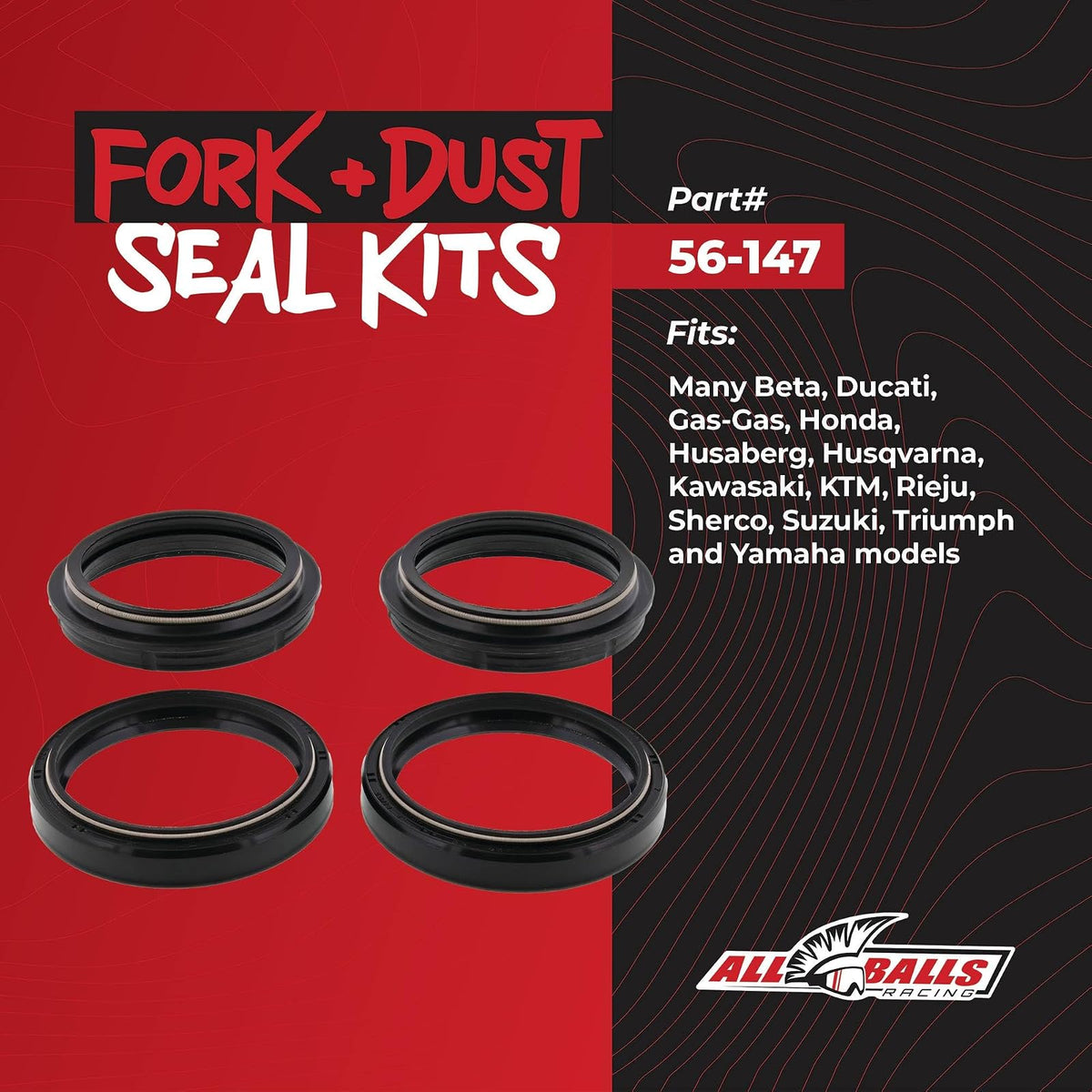 All Balls Racing Kit de Sellado de Horquilla y Polvo 56-147 Compatible con Honda Husqvarna Kawasaki Suzuki Yamaha, Multi