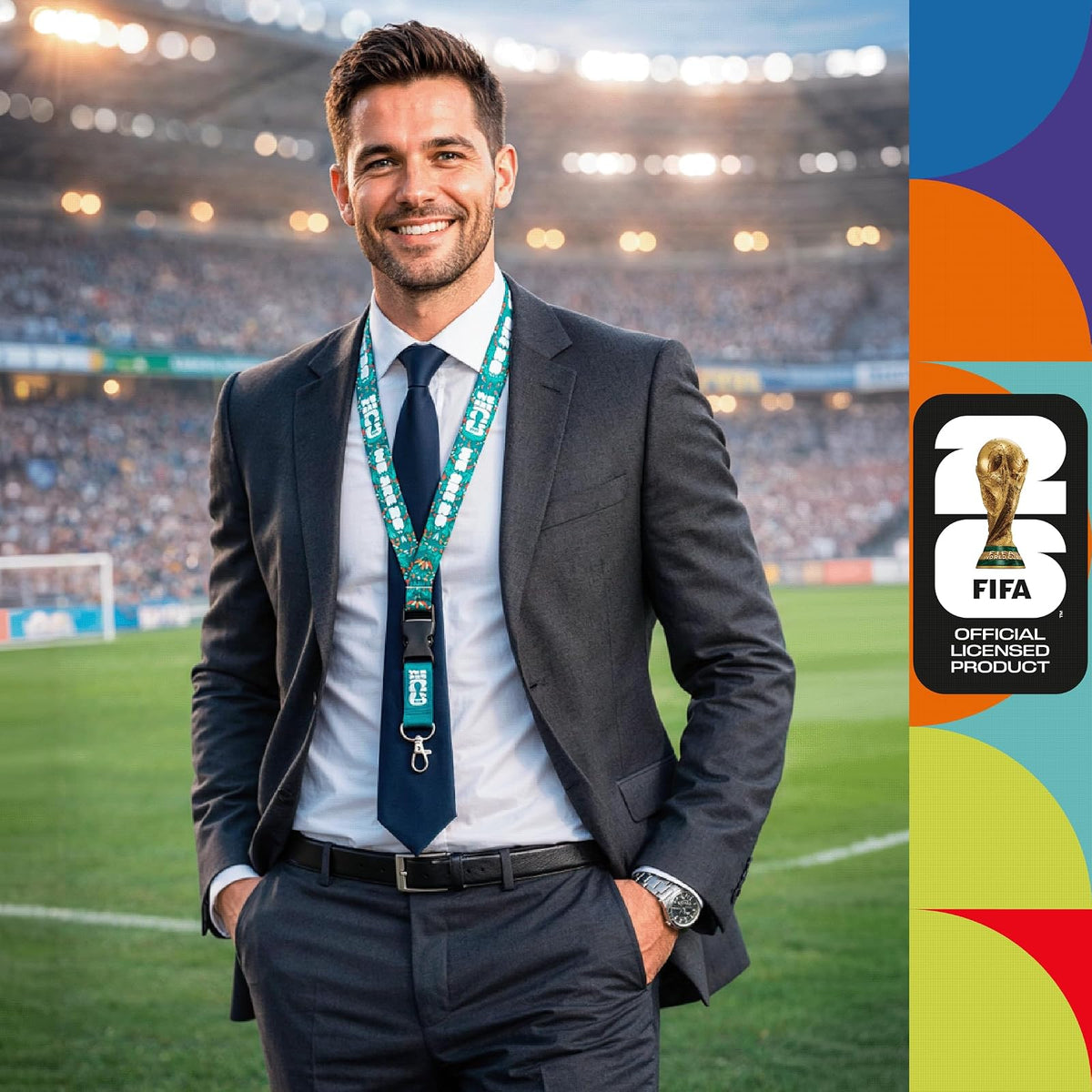 Cordón porta credenciales de países anfitriones - Mexico con licencia oficial de la COPA MUNDIAL DE LA FIFA 2026ᵀᴹ