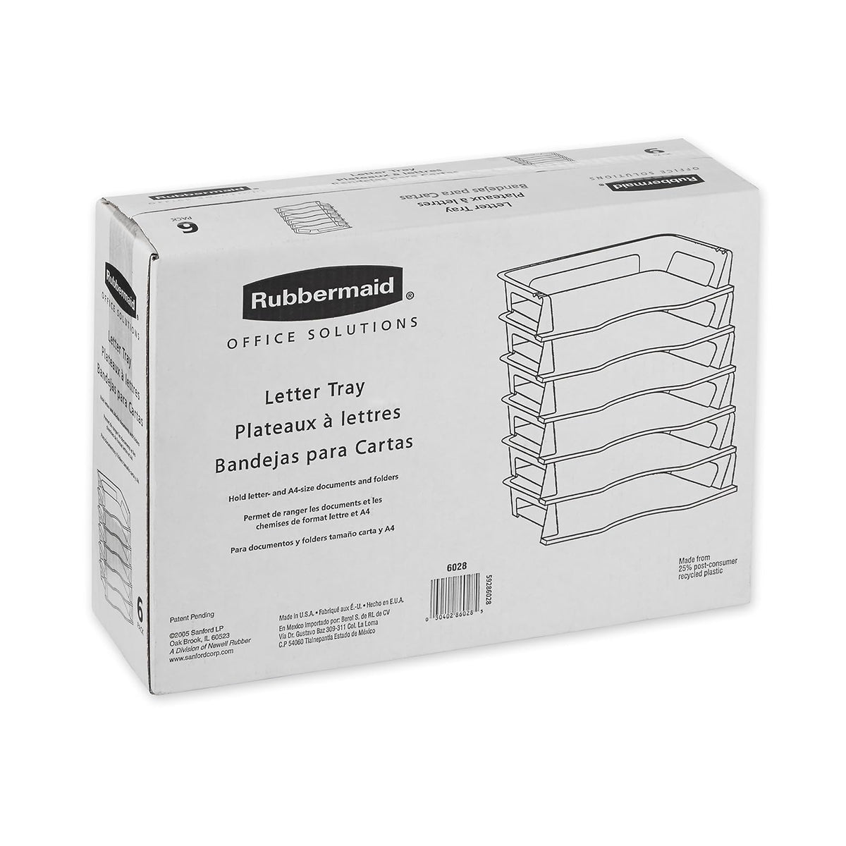 Rubbermaid Regeneration 86028 - Organizador de documentos (6 niveles, plástico), color negro, Seis niveles, Negro, Letter/A4