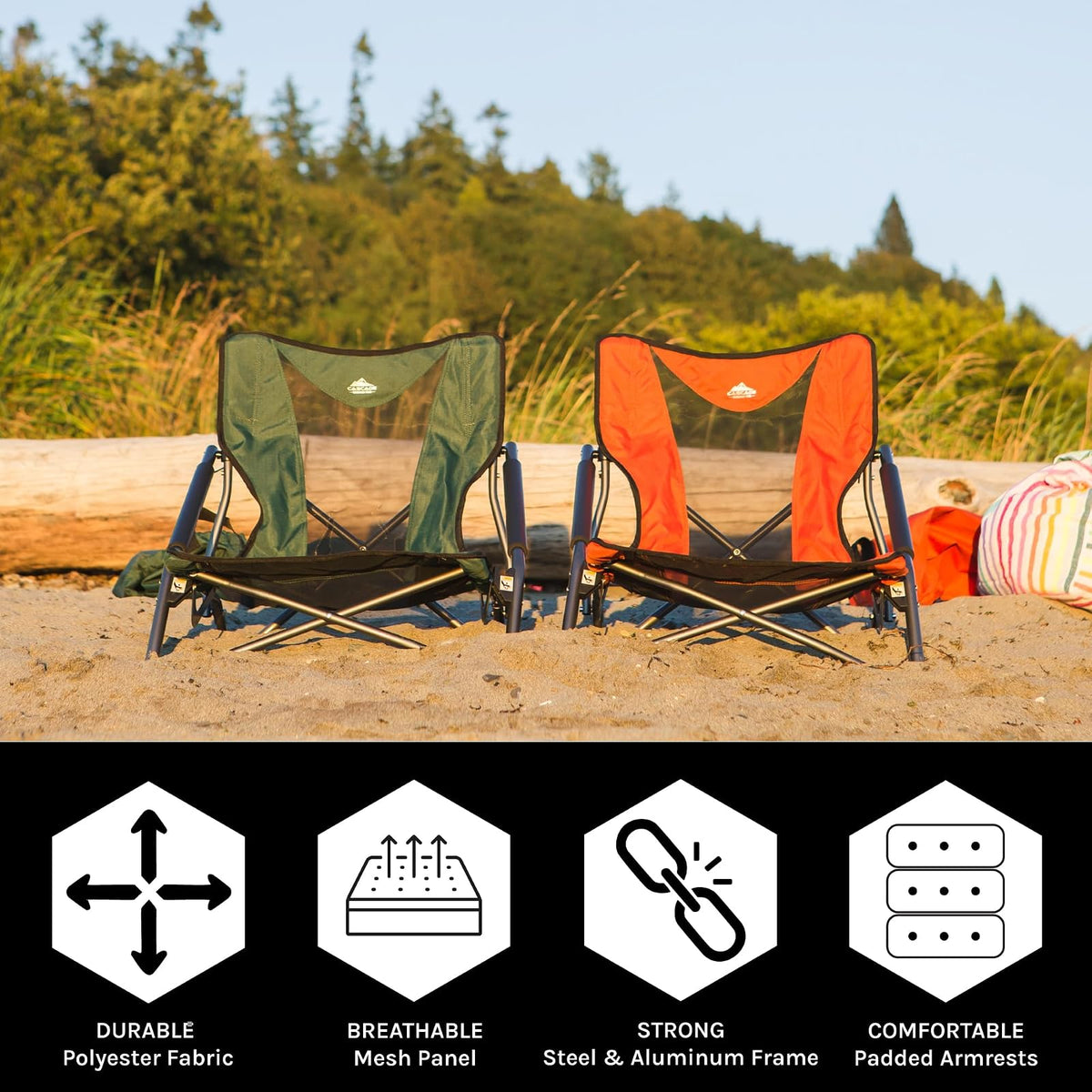 Cascade Mountain Tech Silla para exterior, ligera, compacta y duradera, Perfil Bajo