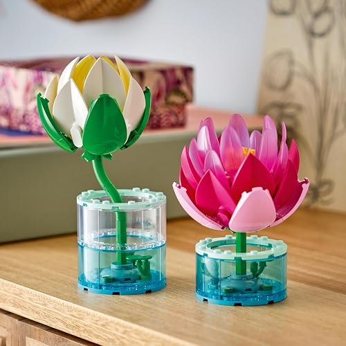 LEGO Nenúfares – Set de Construcción Infantil – Regalo Floral para Niñas y Niños – Decoración Floral – Incluye 2 Nenúfares y Jarrones Transparentes – 11511