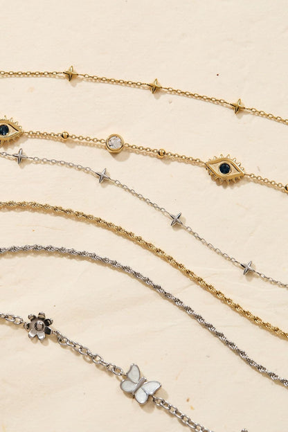 Alex and Ani Tobillera de Cadena Estrella Logo | Acero Inoxidable | Tobillera Delicada | Tobillera Ajustable | Joyería de Luna y Estrella
