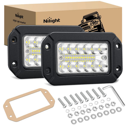 Nilight W2026 Paquete de 2 Cápsulas LED de 6 Pulgadas 39 W, Combo Spot/Flood, Montaje Empotrado, para Todoterreno/Camión/SUV, 2 Años de Garantía