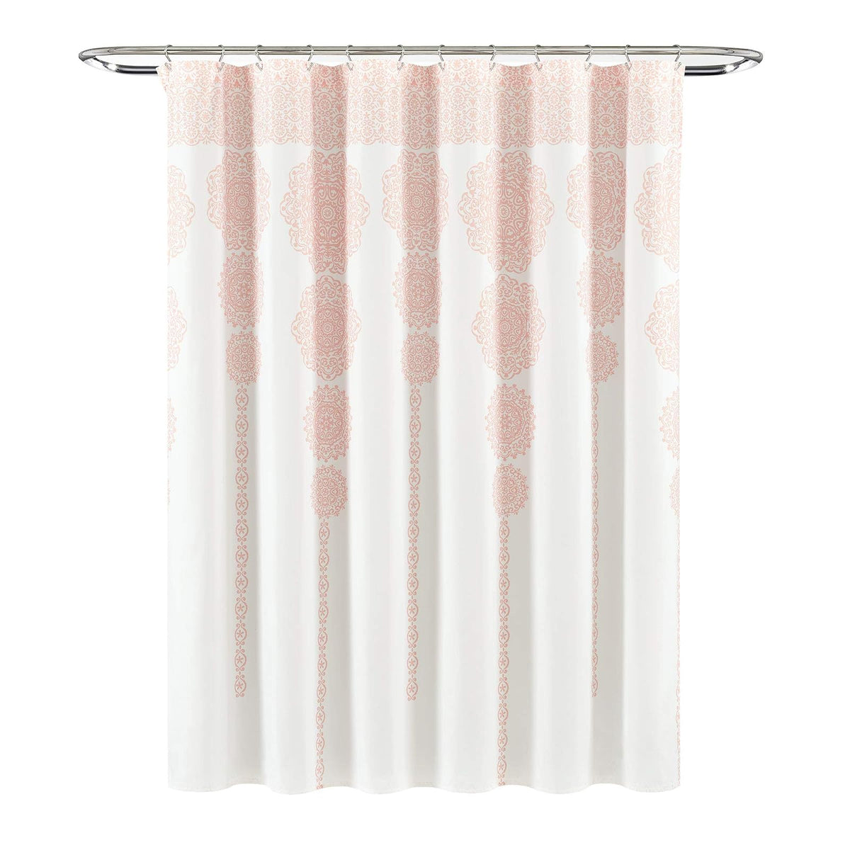 Lush Decor - Cortina de Ducha con diseño de Damasco Bohemio y Mandala, 72 x 72 Pulgadas, Color Rubor