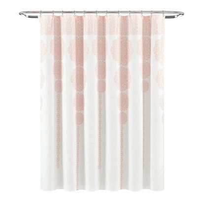 Lush Decor - Cortina de Ducha con diseño de Damasco Bohemio y Mandala, 72 x 72 Pulgadas, Color Rubor